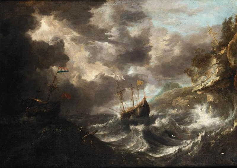 Shipping in a Tempest off a Rocky Coast  . Bonaventura Peeters