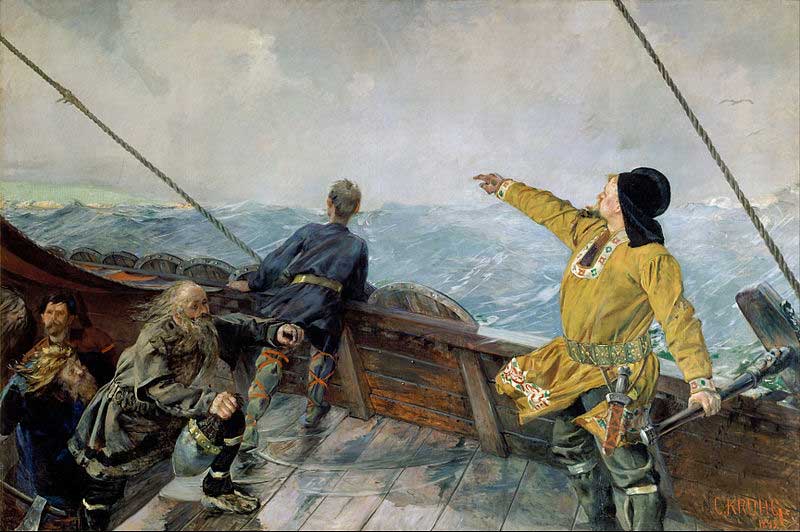 Leif Erikson discovering America. Christian Krohg