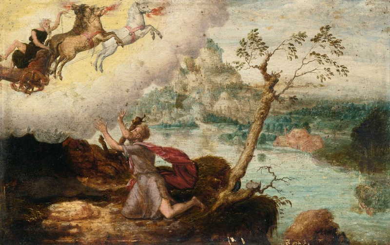 Elijah Ascending to Heaven in the Fiery Chariot. Herri met de Bles