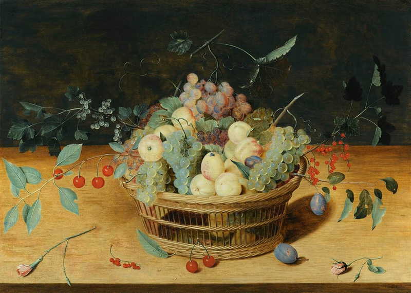 Still-Life of Fruit in a Basket on a Ledge, Isaak Soreau