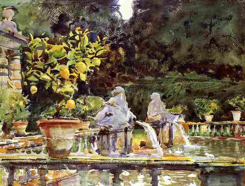 Villa de Marlia. A Fountain, John Singer Sargent