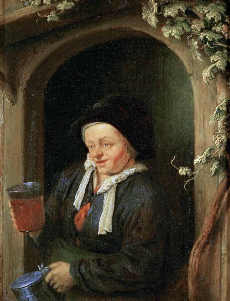 Woman at the Window with Jug and Beer Glass. Adriaen van Ostade