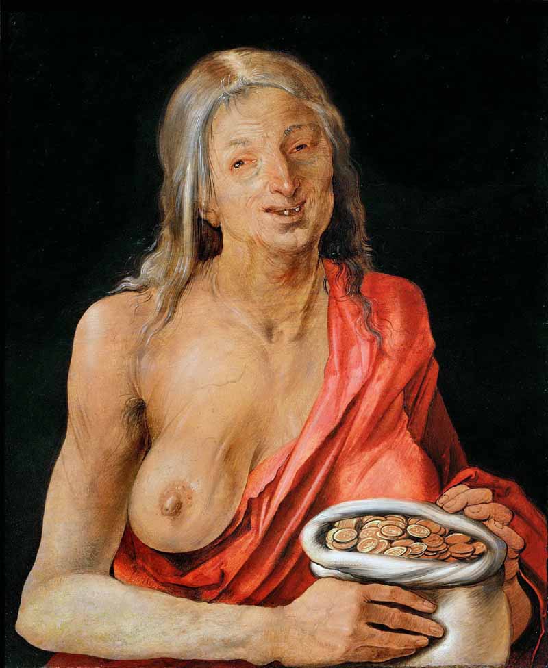 Vanitas (Old Woman with a Bag of Coins). Albrecht Dürer