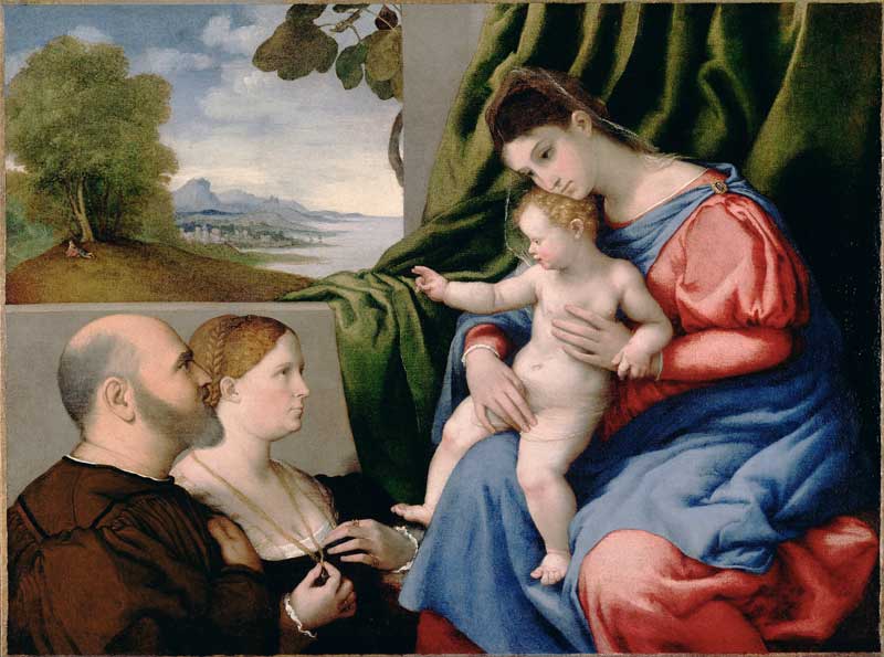 Madonna and Child with Two Donors . Lorenzo Lotto