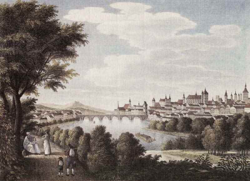 Regensburg, view from the northwest with stone bridge, Jakob Alt