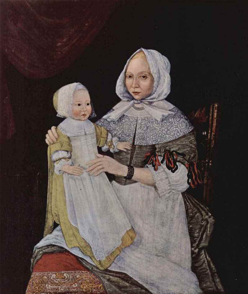 Portrait of Mrs. Elizabeth Freake and her daughter Mary, American painter of 1674