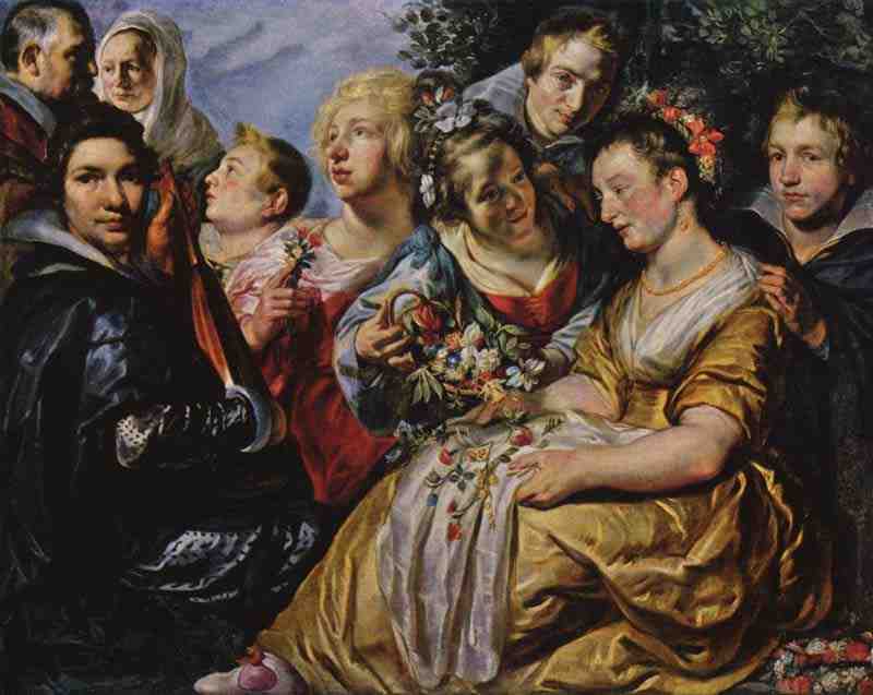 Self Portrait and Portrait of the family of his father. Jacob Jordaens