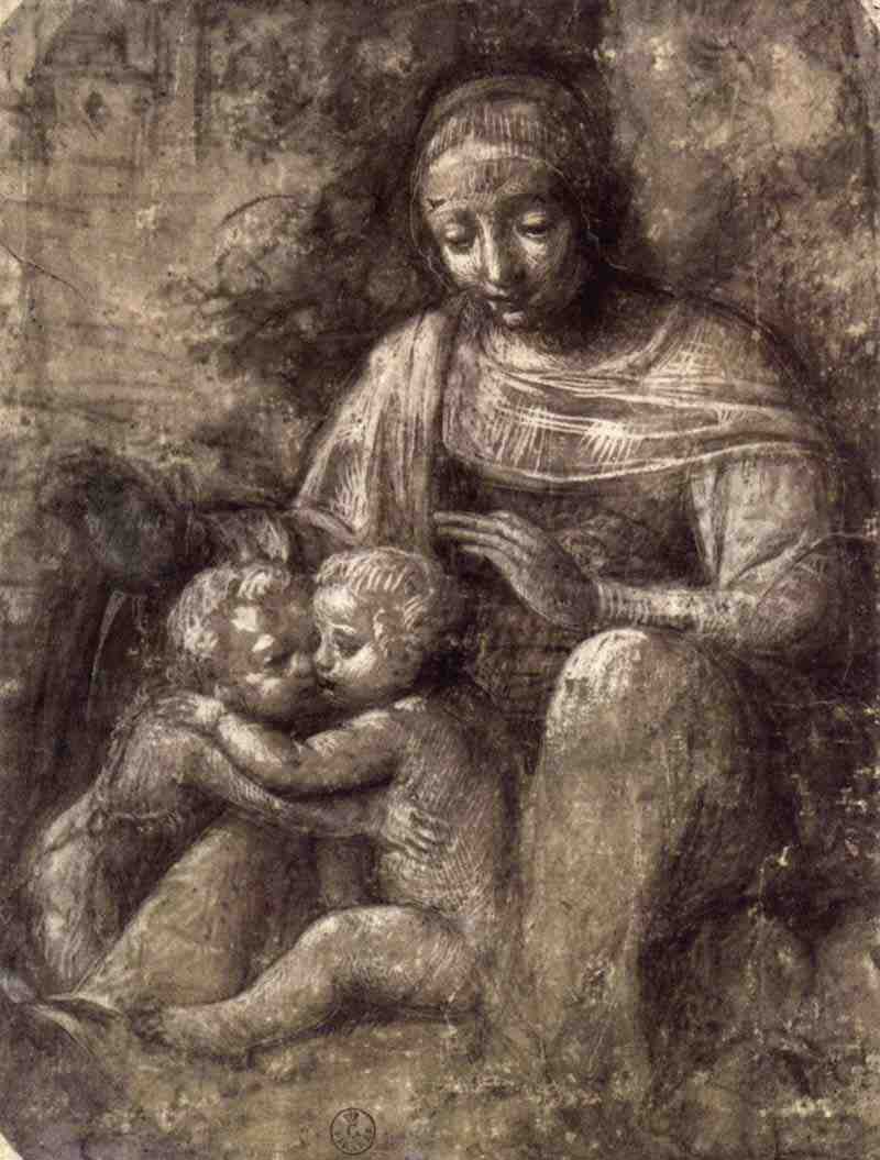 Madonna with child and little John. Bernardino Luini