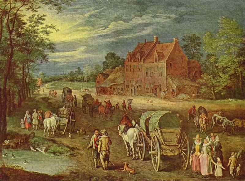 Village street. Jan Brueghel the Elder