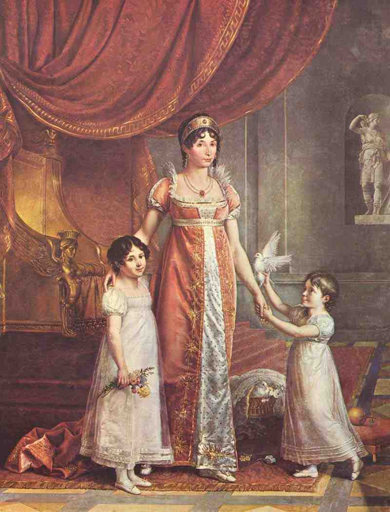 Portrait of Queen Julia Bonaparte with her daughters. Jean-Baptiste Wicar