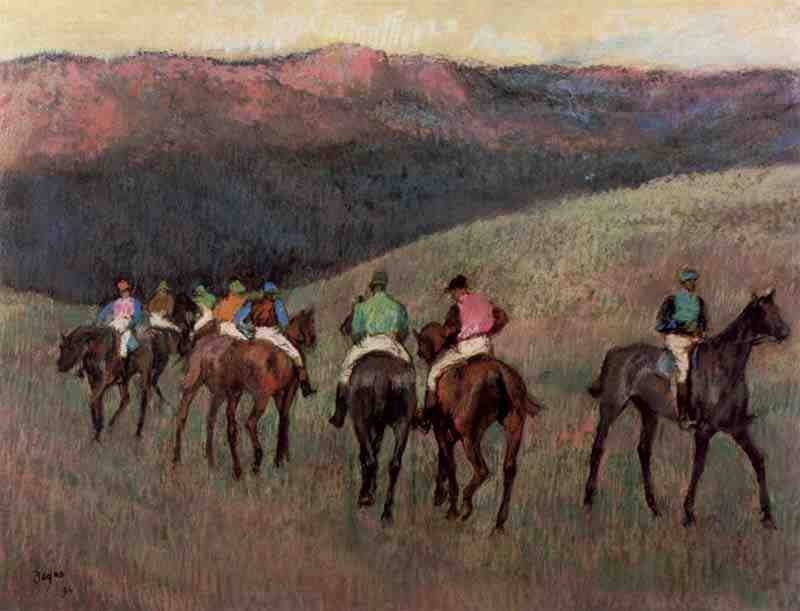 Jockeys during training, Edgar Degas