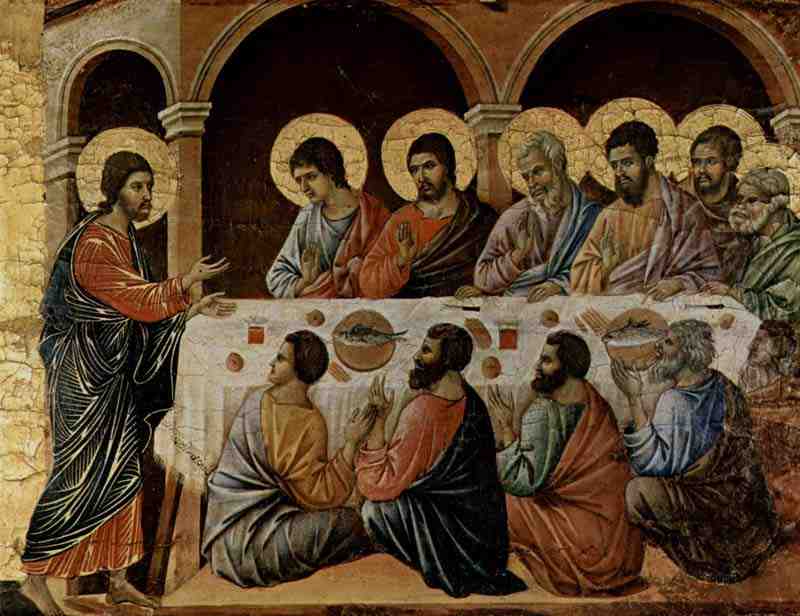 Apparition of Christ in the Supper of the Apostles. Duccio di Buoninsegna
