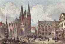 Braunschweig, Old Town market with Martini Church