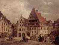 Braunschweig, Kohlmarkt von Westen mit Häusern Zum Stern und Zur Rose