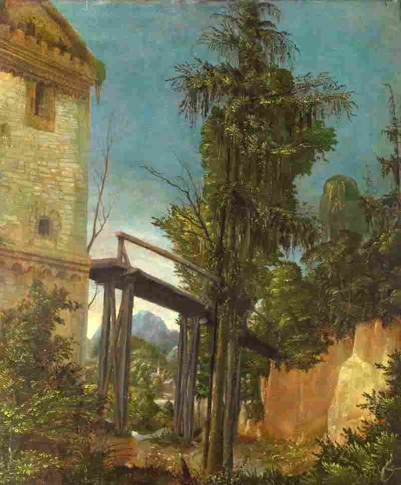 Landscape with a Footbridge. Albrecht Altdorfer