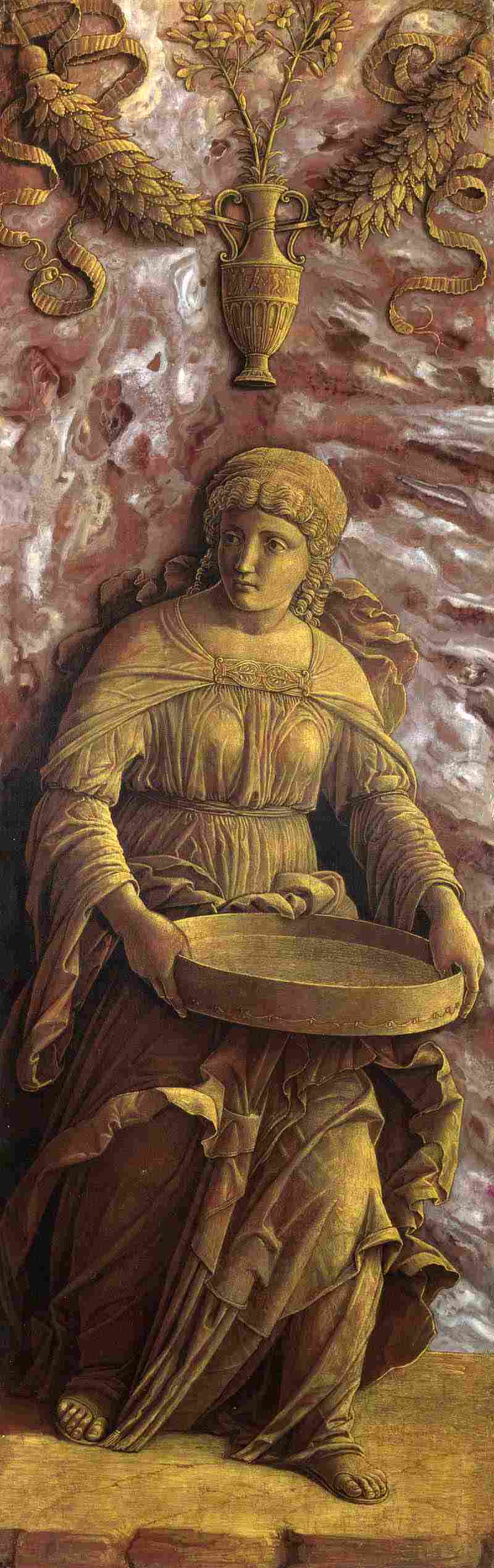 The Vestal Virgin Tuccia with a sieve. Andrea Mantegna