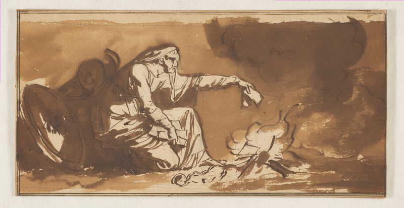 An Old Woman Burning Papers . Nicolai Abraham Abildgaard