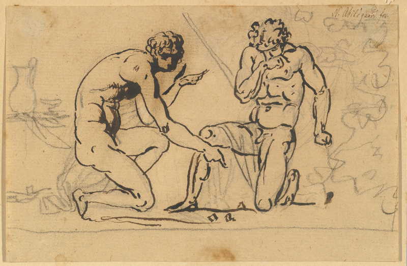 Two Nude Men Playing with Dice. Nicolai Abraham Abildgaard