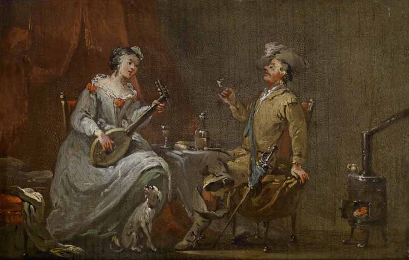 A cavalier listening to the lyre of a young lady. Norbert Grund