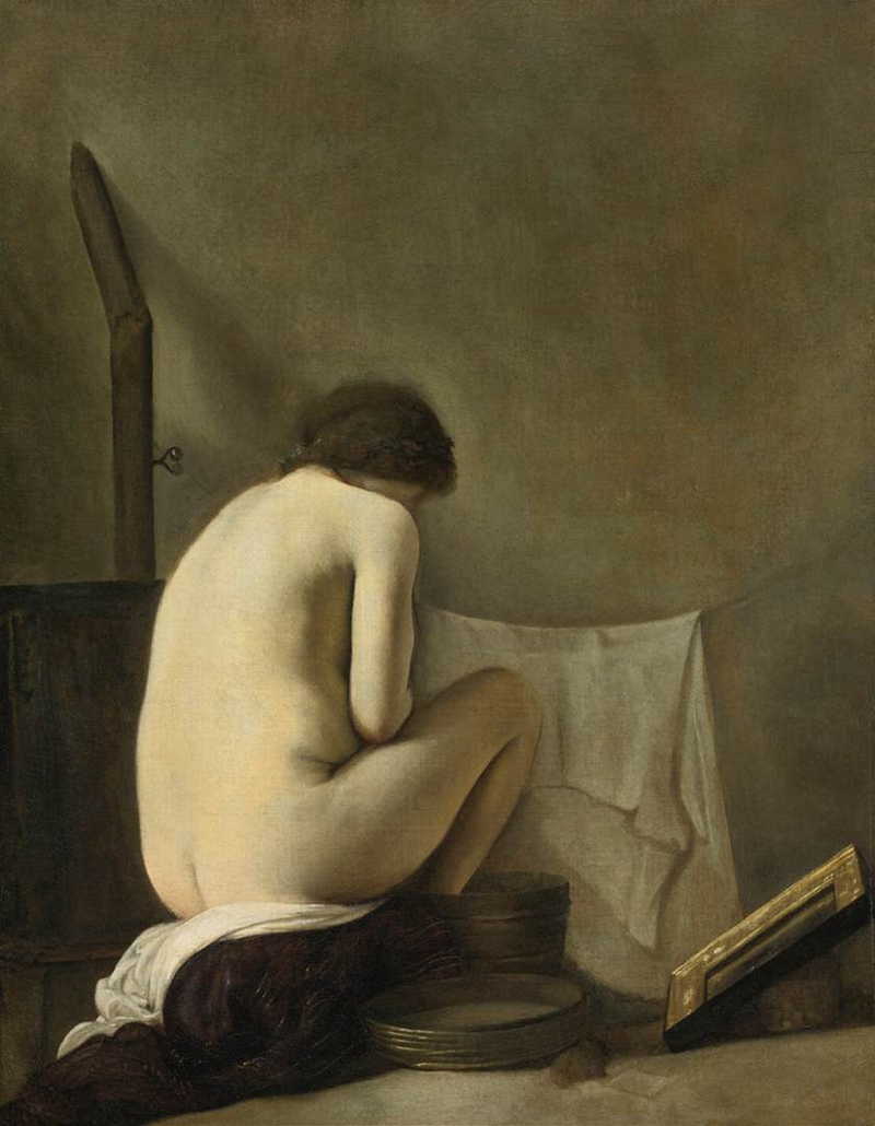 Seated Nude Bathing by a Stove. Paulus Bor