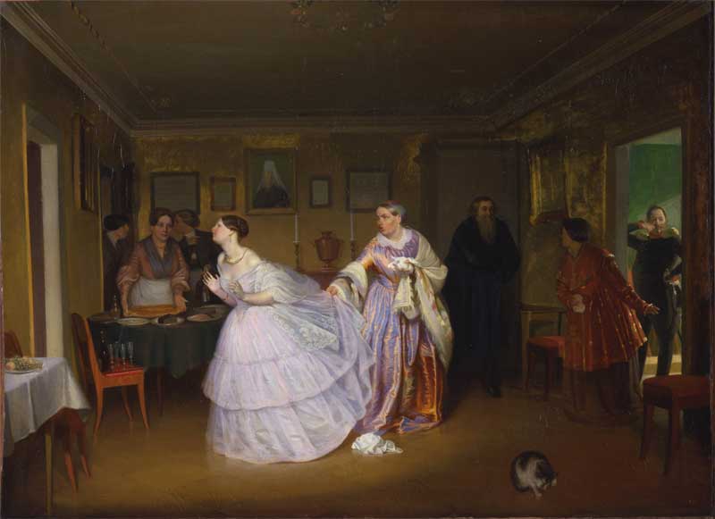The Major Makes a Proposal (Inspecting a Bride in a Merchant's House). Pavel Andreevich Fedotov
