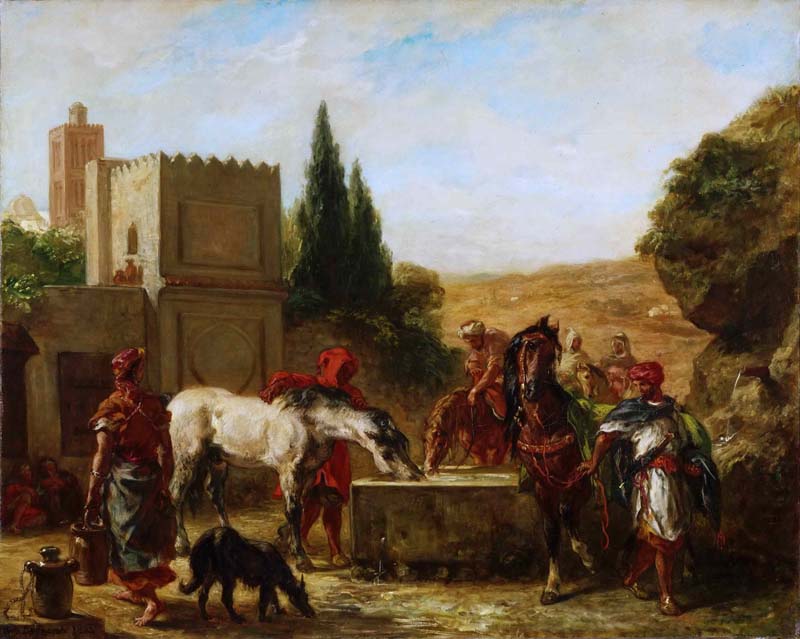 Horses at a Fountain. Ferdinand-Victor-Eugene Delacroix