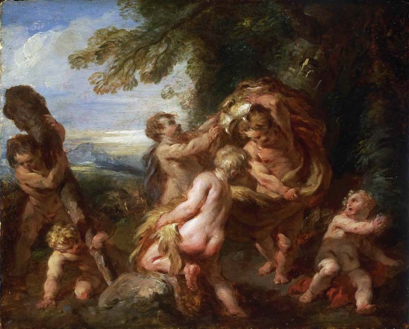 Putti Playing with the Accoutrements of Hercules. Francois Lemoyne