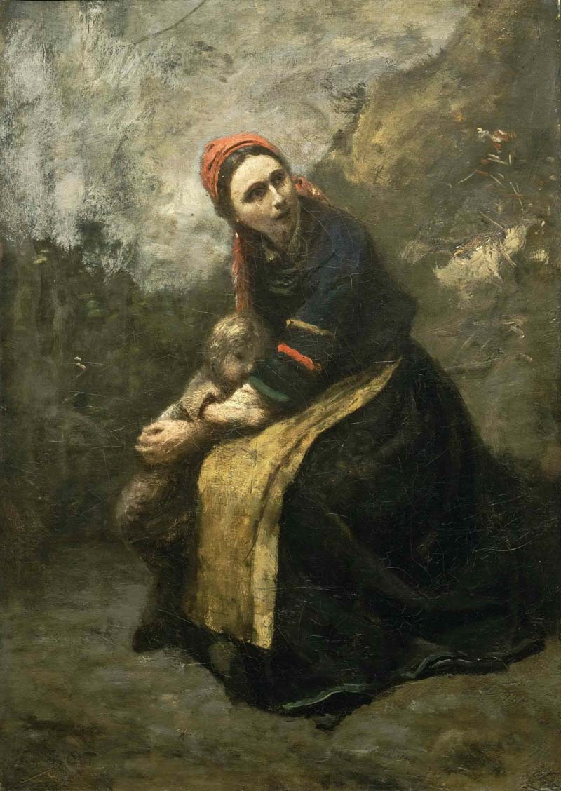 Mother Protecting Her Child. Jean-Baptiste-Camille Corot