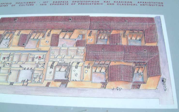 Schematic drawing of a single housing block in the ancient city of Olynthus