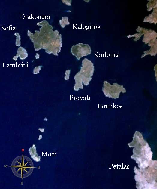 Pontikos island, Satellite image