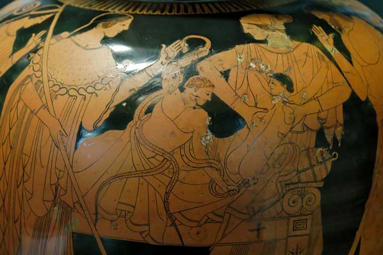 Herakles strangling snakes Louvre G192