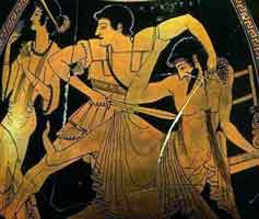 Orestes tötet Aigisthos