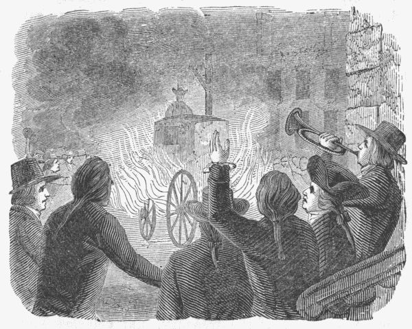 Burning of the Coach and Effigy of Governor Colden.