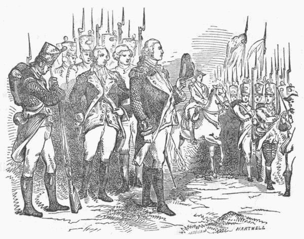 Washington taking leave of the Army—The Troops defiling before him.
