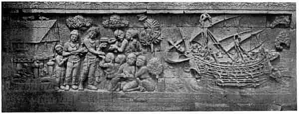 Landing of a Hindoo Ship.—Relief to Boroboedoer (Java)