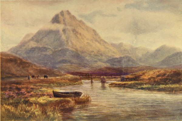 MOUNT ERRIGAL FROM THE GWEEDORE RIVER, DONEGAL