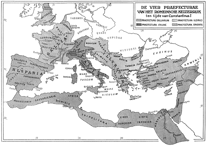 De vier Praefecturae van het Romeinsche Keizerrijk