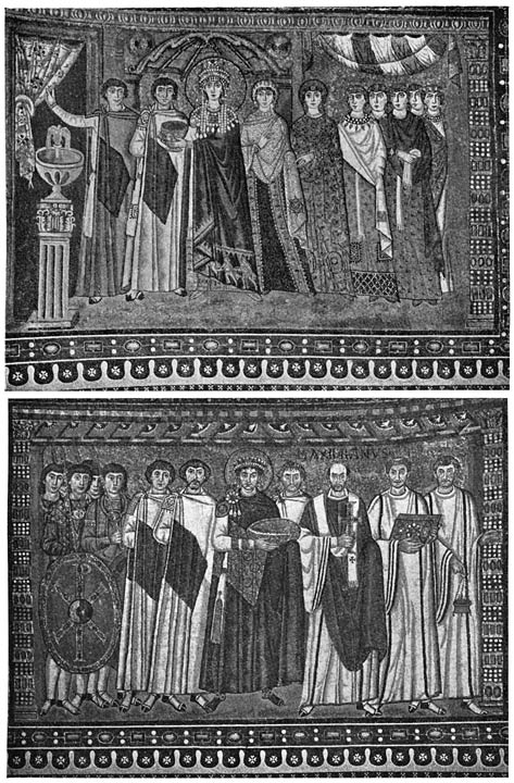 17. Mozaïek: Justinianus en Theodora, S. Vitale, Ravenna.
