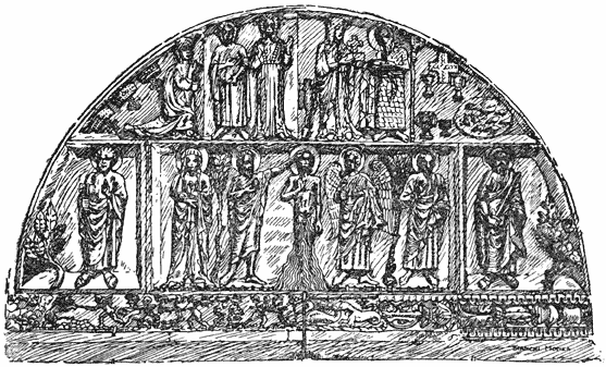 Relief boven het portaal van de Kathedraal te Monza.