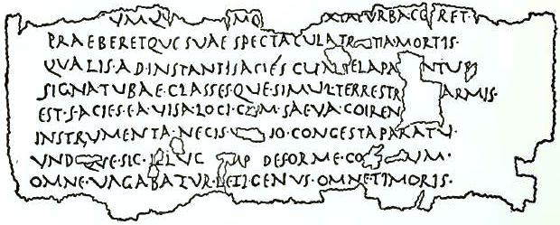 FIGURE 188. FRAGMENT OF PAPYRUS ROLL FROM HERCULANEUM