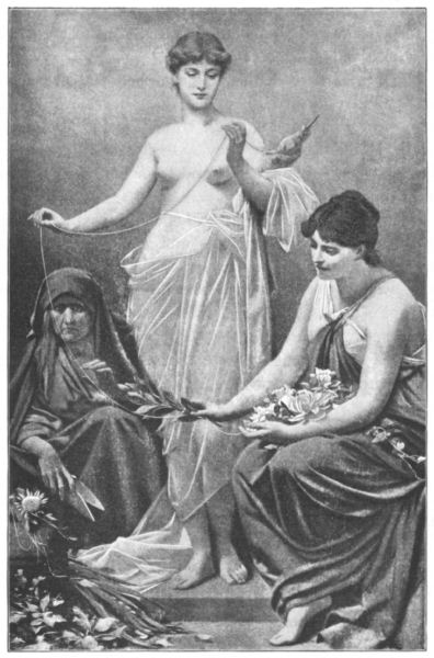 The three Fates work at their spinning