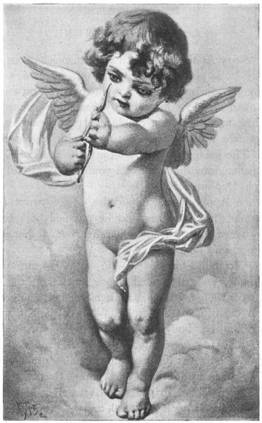 A cherubic Cupid draws his bow