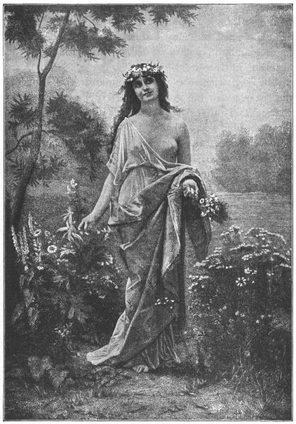 A young woman with a bunch and a crown of daisies