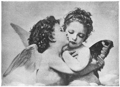 A cherubic Cupid kisses a young Psyche on the cheek