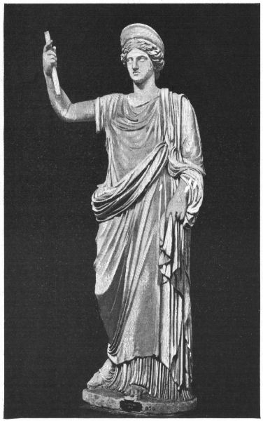 Sculpture of Juno, one hand raised