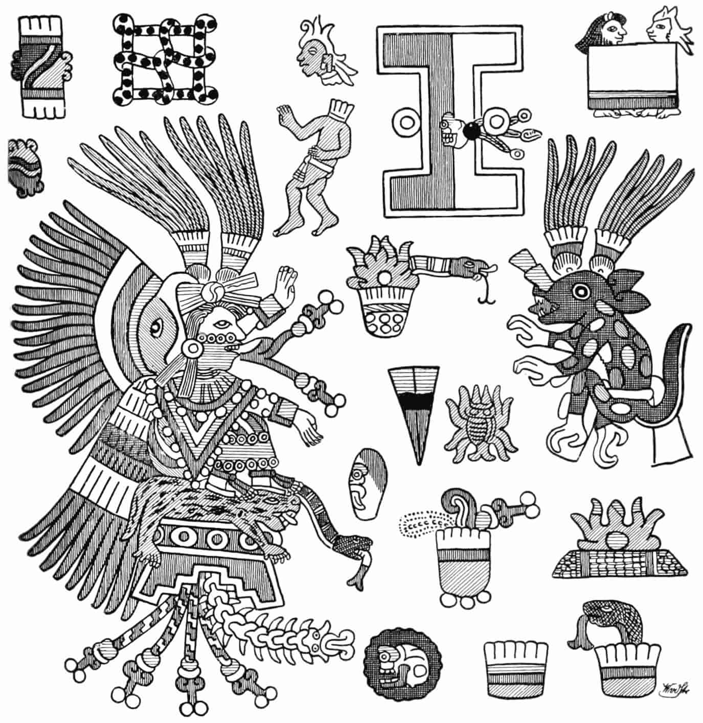 XOCHIQUETZAL AND HER SYMBOLS.