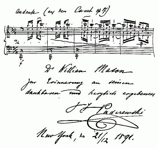 Autograph of I. J. Paderewski