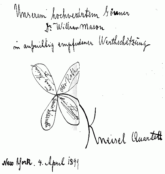 Autograph of Kneisel Quartet