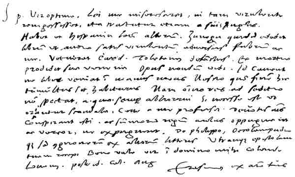 Facsimile of letter of Erasmus to Johannes Lange