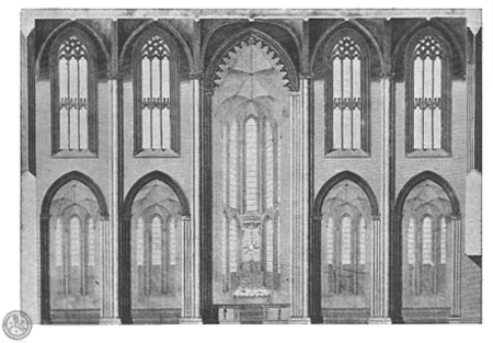 MOSTEIRO DA BATALHA—Córte transversal da Egreja segundo o eixo do transepte